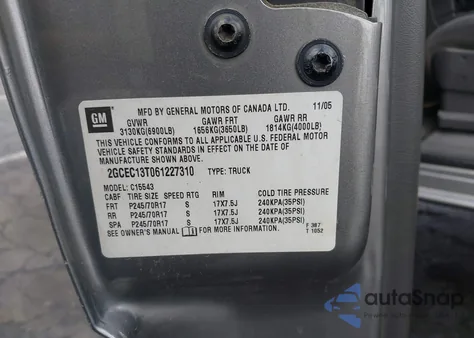 2006 Chevrolet Silverado 1500 Lt2 from USA, damaged, VIN 2GCEC13T061227310